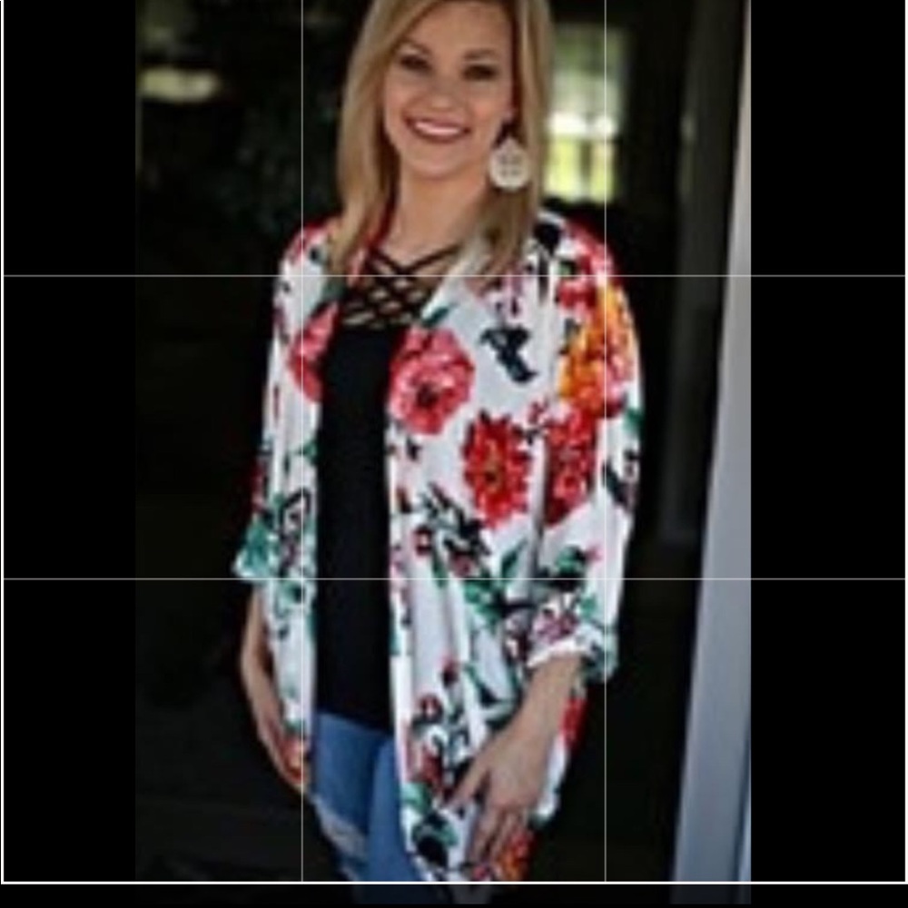 Boutique Lime & Chili Floral Kimono Large Lk New
